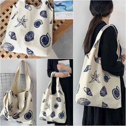 Bolso Tote de Lona con Estampado Náutico para Mujer miniatura 4