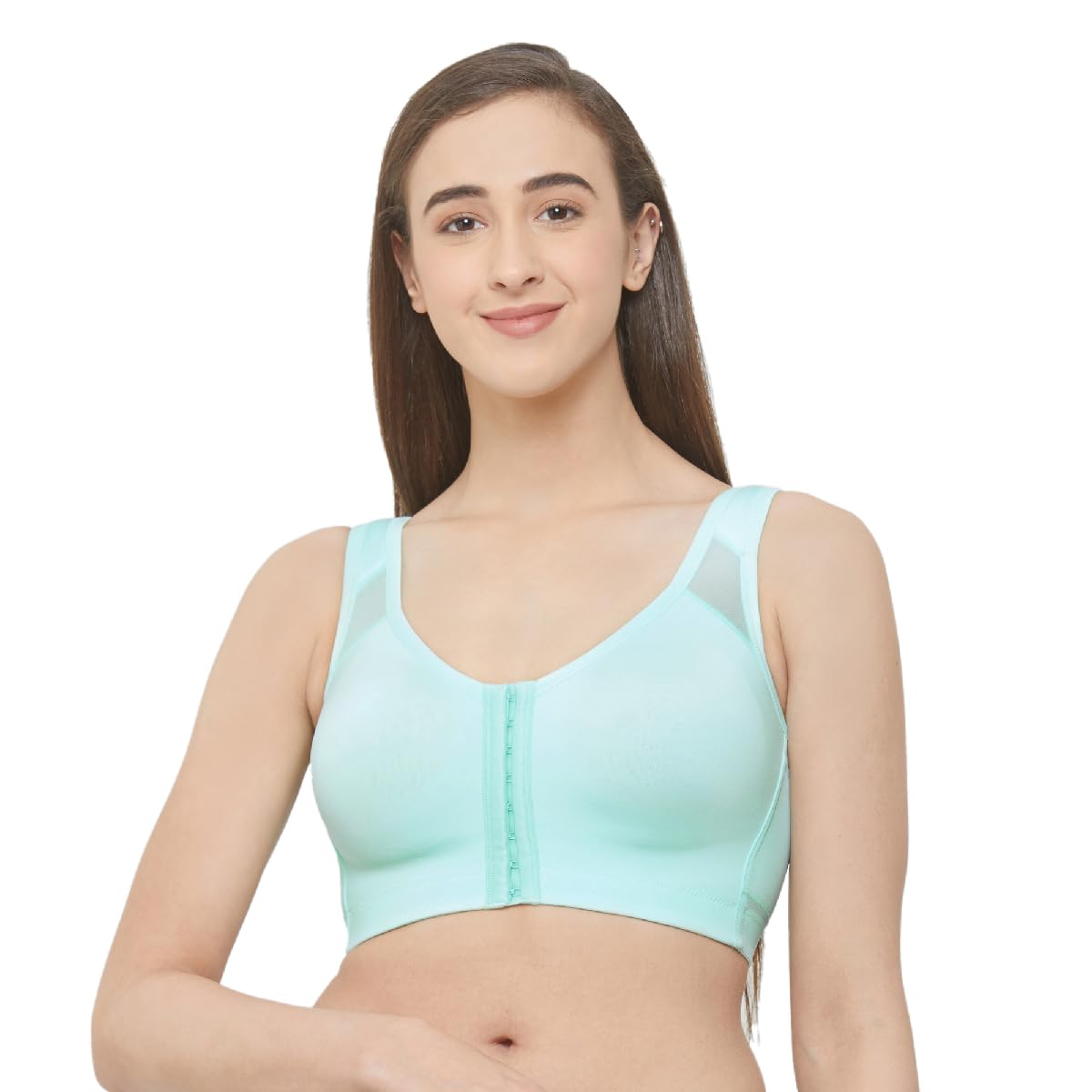 SOIEWomen Front Closure Full Coverage Non Padded Non Wired Posture Correction Bra