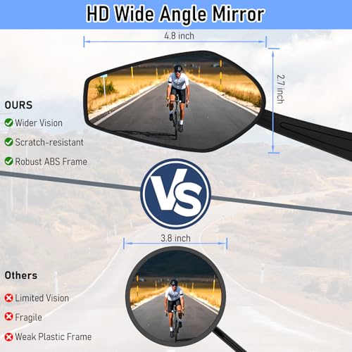 image for Raoot 2PCS eBike Mirrors for 22-25mm handlebars, 360° Adjustable Bike
