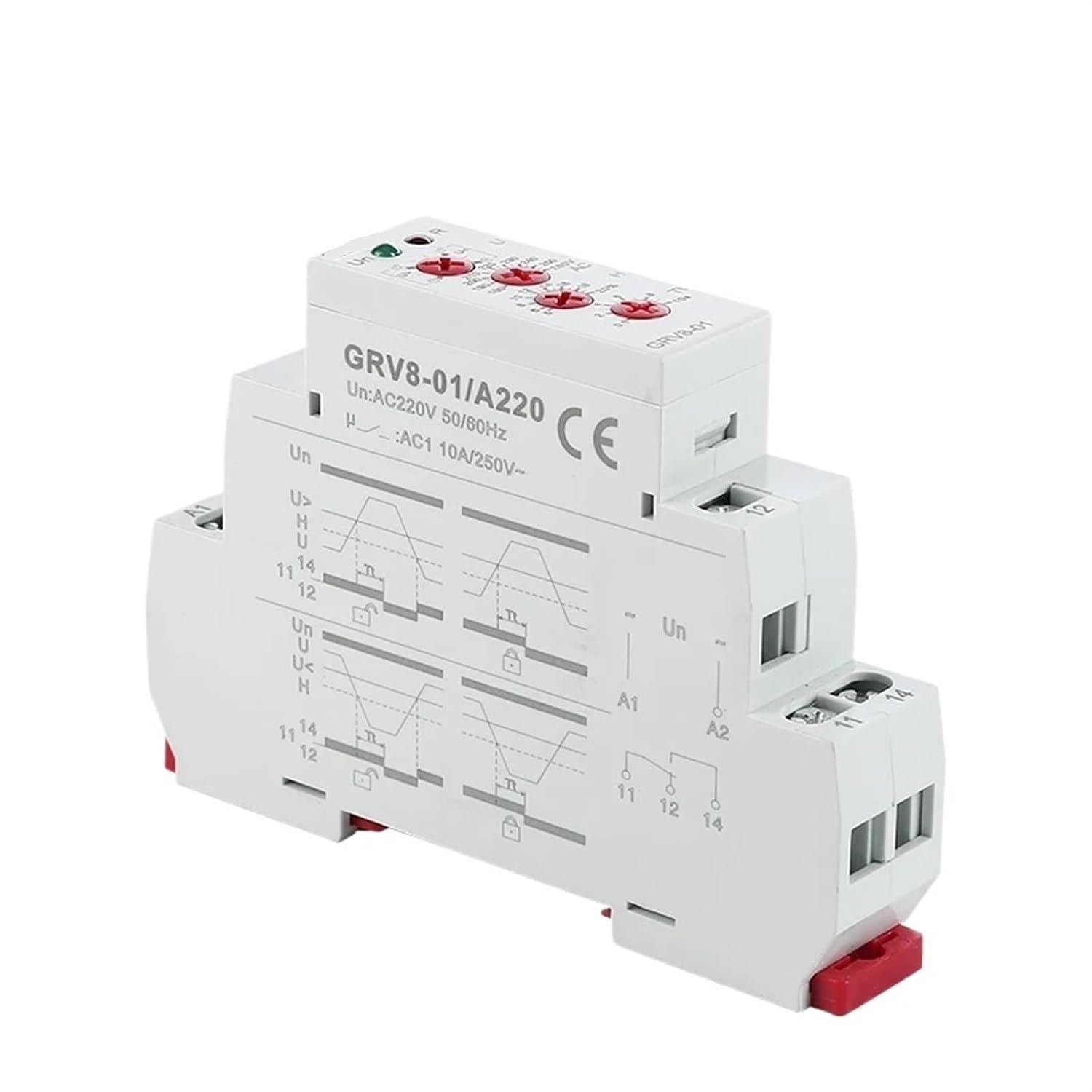 GRV8-01 Single Phase Voltage Relay Adjustable Over or Under Voltage Protection Monitor Relay with LED Display(GRV8-01 ACDC24-48V)
