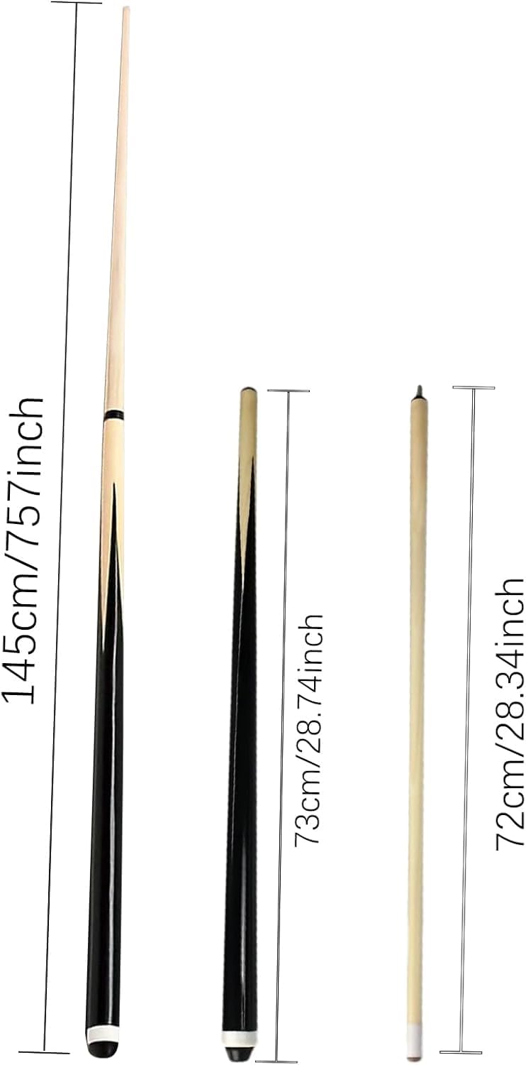 Queues de Billard 145cm en Bois dévissable en Deux Parties - Bâtons de Queue de Billard pour Jeu de Table (Lot de 2 x 145cm) - Hobby Tech
