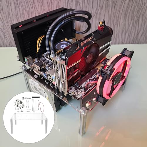 Soporte para gabinete de computadora Open Air con base resistente, chasis transparente DIY compatible con placas base ITX y Micro ATX, diseño compacto para juegos y sistemas de prueba miniatura 2