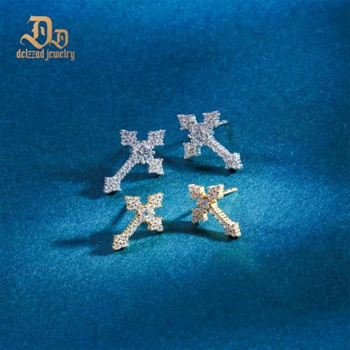 Moissanite Cross Earrings for Men Women, 925 Sterling Silver Cross Stud Eearrings D Color VVSI Moissanite Stud Earrings Crucifix Jewelry2