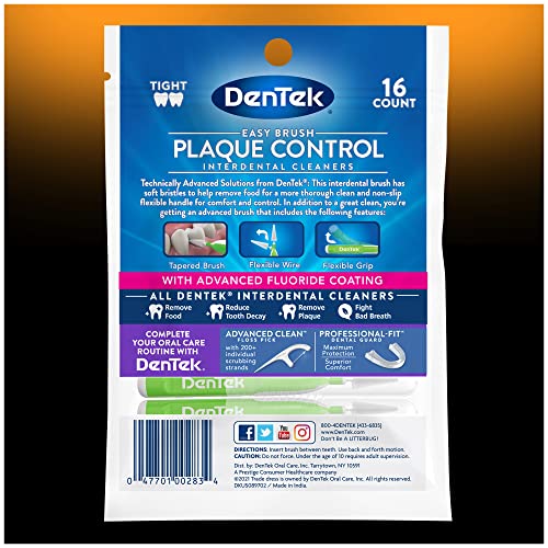 Image of DenTek Easy Brush Plaque Control Interdental Cleaners, Tight, 16 Count (Pack of 2)