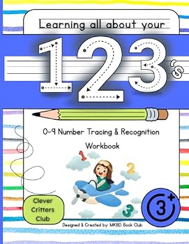 Paperback Learning all about your 123's: number tracing workbook for kids, 0-9 preschool writing practice, line tracing math activity book for children Book