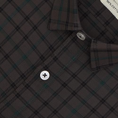 Image of GHPC 100% Cotton Checkered Half Sleeves Regular Fit Formal Shirt for Men