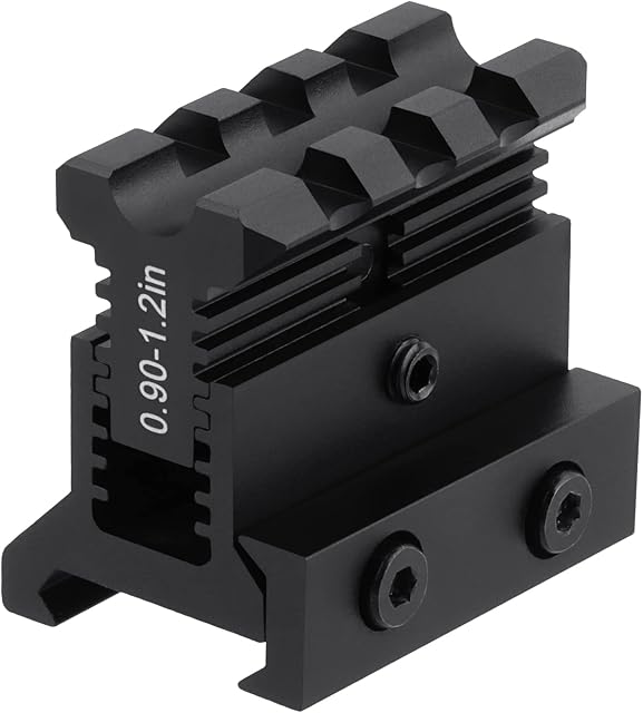 ToopMount Picatinny Riser Mount Rail Adjustable Height 0.9-1.2" Optic Riser Mount for Red Dot Sight Scope fit 20mm Picatinny/Weaver Rails Lightweight 3 Slots