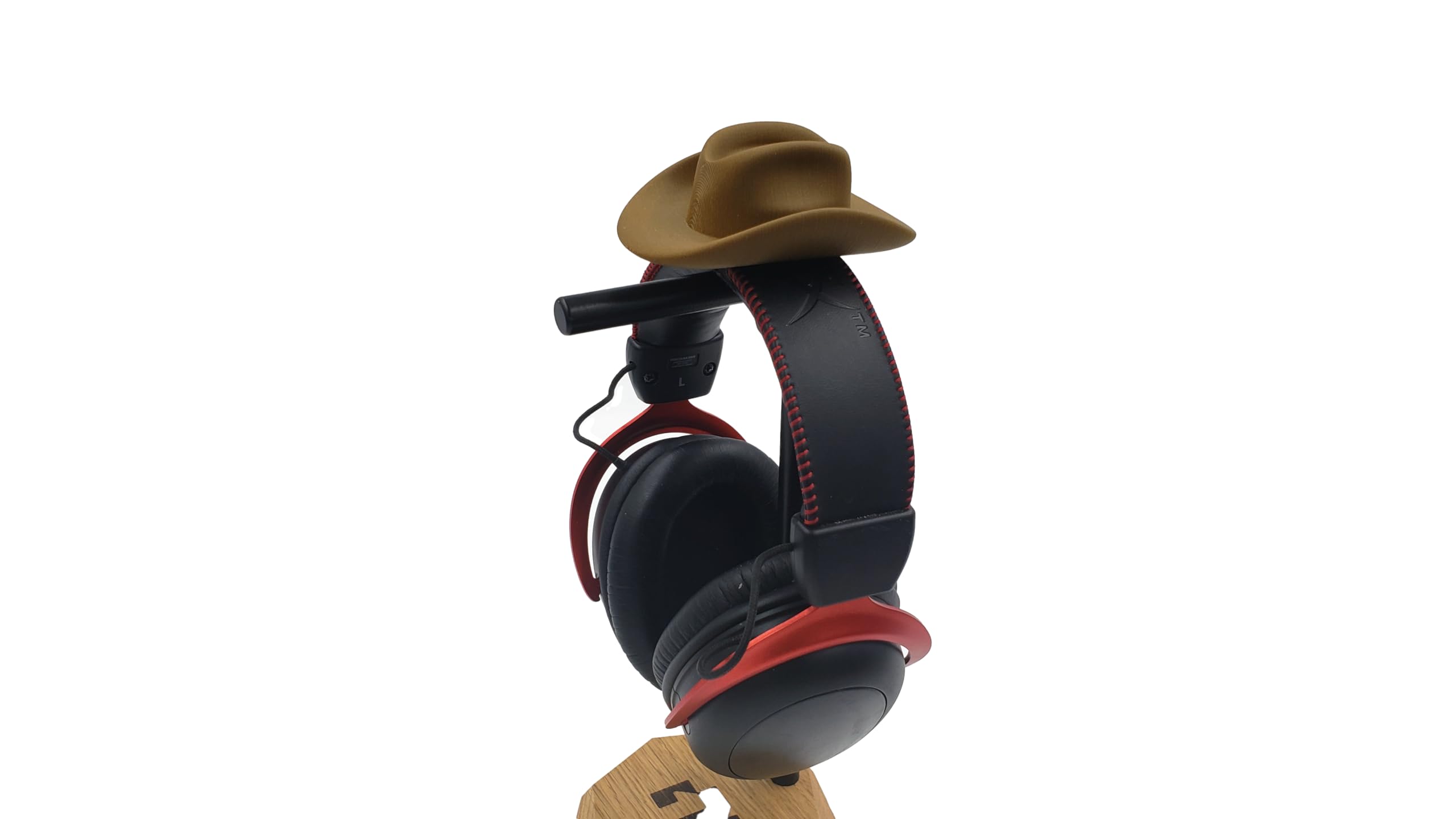 Cowboy hat Attachment for Headset, Gaming and Streaming Headset Accessories, Cosplay, Streaming Prop, Gaming Streamer Gift (L, Wood Brown)