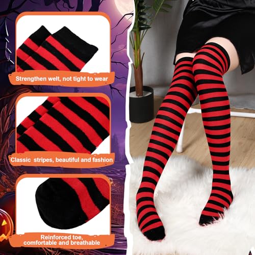 Image of Geyoga Arm Warmers Leg Warmers Striped Thigh High Socks Fingerless Gloves Stockings Christmas Halloween