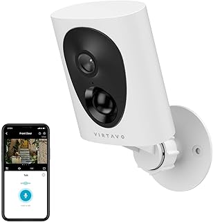 virtavo Wireless Security Camera Outdoor, 1080P WiFi CCTV Camera For Home Security, With Rechargeable Battery, Colorful Night Vision, Remote Access, PIR Motion Detection, 2-Way Audio, Alexa, SD/Cloud