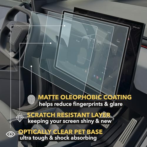 TWRAPS Screen Protectors for Tesla Cybertruck 2024 2025 2026 Matte Anti Glare, 18.5" Front/Main & 9.4" Back/Rear, 9H PET Ultra Tough Shockproof Display Guard, Set of 2 Cyber Truck Accessories by TWRAPS - Image 3