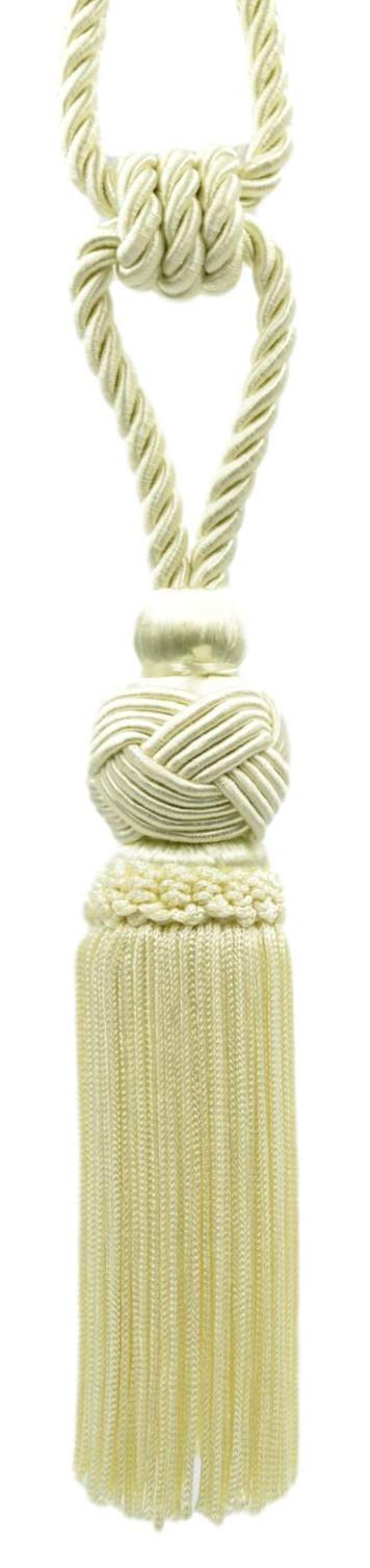 DÉCOPRO Ivory/Ecru Elegant Tassel Tieback with Turkish Head Design / 6 inch Long Tassel, 28 1/2 inch Spread (Embrace) / Style# TBTRK6 (41202) Color: