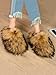 malongji Women's Faux Fur Slippers Plush Indoor Outdoor Slides Fluffy House Shoes Flat Fuzzy Furry Winter Slides (Natural color, Adult, Women, 9, Numeric, US Footwear Size System, Medium)