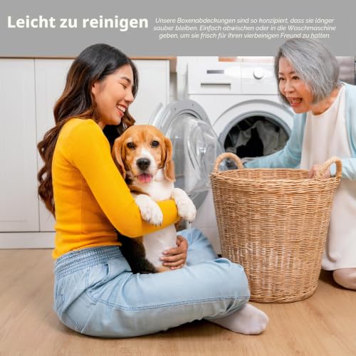 Hundeboxabdeckung, 106 cm, Größe L, Schwarz, Polyester-Sichtschutz für Hundeboxen, passend für die meisten Standard-Boxen, maschinenwaschbar, hilft Bellen & Kauen zu reduzieren