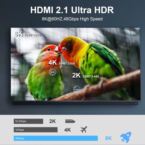 Image of Fiber Optic HDMI Cable 33ft, High Speed 48Gbps 8K HDMI 2.1 Cable with [8K@120Hz] Dynamic HDR /eARC /HDCP 2.2&2.3 /3D, Compatible for PS5 PS4 Desktop AMD NVIDIA