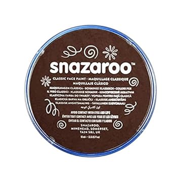 Snazaroo Classic Face and Body Paint for Kids and Adults, Dark Brown Colour, Water Based, Easily Washable, Non-Toxic, Makeup, Body Painting for Parties, for Ages 3+