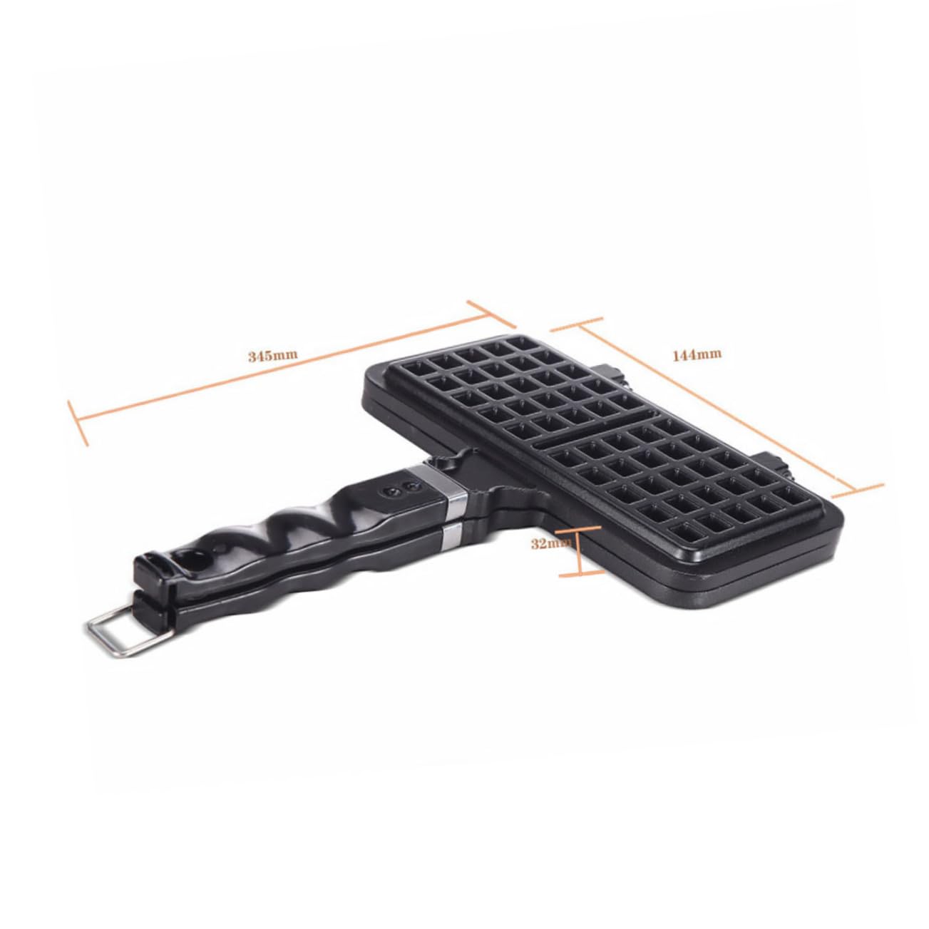 Stampo per Waffle Creativo da Cucina in Alluminio Pressofuso Nero | Antiaderente, Facile da Pulire, per Uso a Gas, Formato per Preparazione Domestica