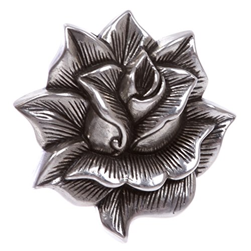 Hebilla para cinturón estilo vaquero plata diseño floral 3D