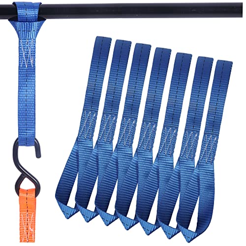 JAKAGO Lot de 8 sangles d'arrimage souples en nylon très résistantes, capacité de charge de 680,4 kg, idéales pour voiture, moto, camping, escalade (30 cm, bleu) Cover