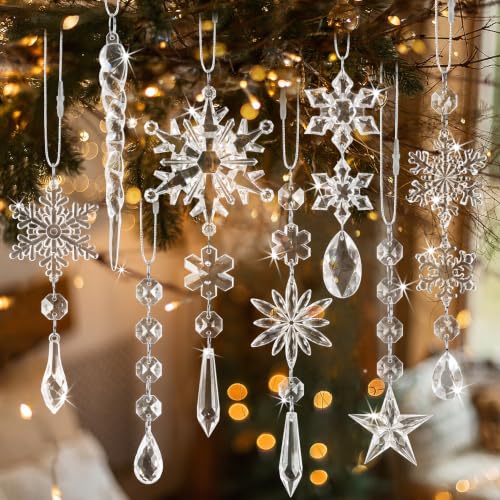 Crystal Ornaments for Christmas Tree Winter Wonderland Decorations