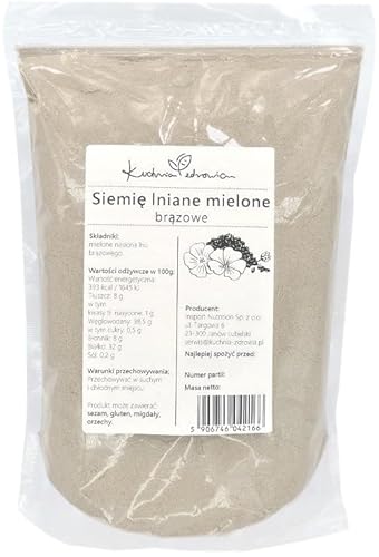 Graines de Lin Moulues 1 kg – Riche en Fibres, Protéines et Oméga-3 – Idéal pour Petit-Déjeuner, Boulangerie et Smoothies | KUCHNIA ZDROWIA
