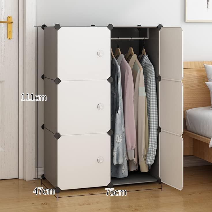 Image of 8-Door Kids Plastic Wardrobe for Clothes | Baby Almirah Plastic Cupboard for Storage | Collapsible Foldable Kids Cupboard Organizer with Shelves for Toys & Clothing (HJ1 - White, 6-Door)