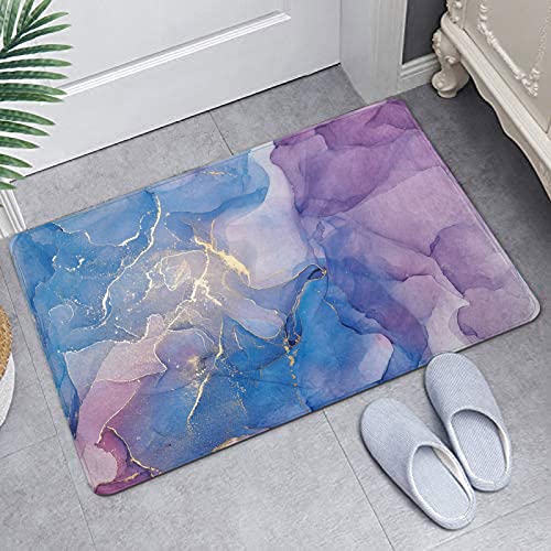 Blue Purple Bath Mat,Marble Texture Abstract Bathroom Rugs No Silp,Clorful Modern Art Washable Cover Floor Rug Carpets Floor Mat 16X24 Inches For Kitchen Bedroom #TOP6