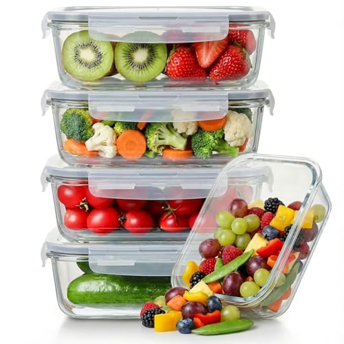 5 Pack 36oz Borosilicate Glass Containers