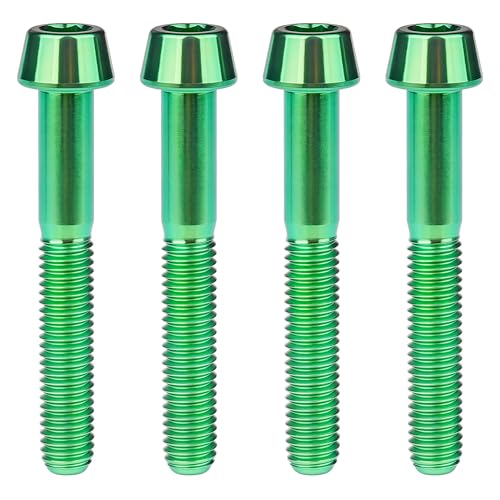 Image of Titanium Ti Bolt M5x9 16 18 20 25 30 35 40 45 50 55 60mm Tapered Head Screws Pack of 4 (M5x40mm, Green)