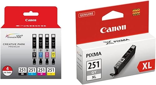 Canon CLI-251 BKCMY 4PK Compatible con MG6320, iP7220, MG5420, MX922, MG7120, MG6420, MG5520, iX6820, iP8720, MG7520, MG6620, MG5620, MG5620. 0 & C