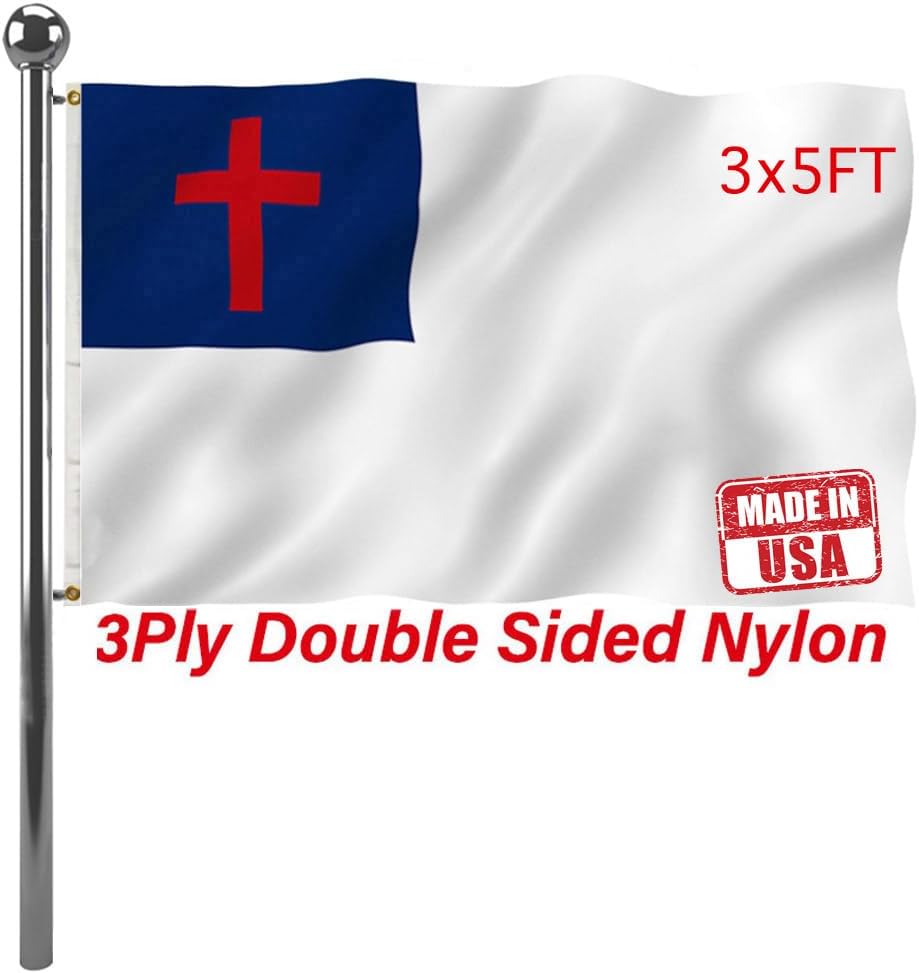 Jayus Double Sided Christian Christianity Cross Flags 3x5 FT Outdoor- 320D Heavy Duty Nylon Church Jesus Faith Religions Flag Banner with 2 Grommets