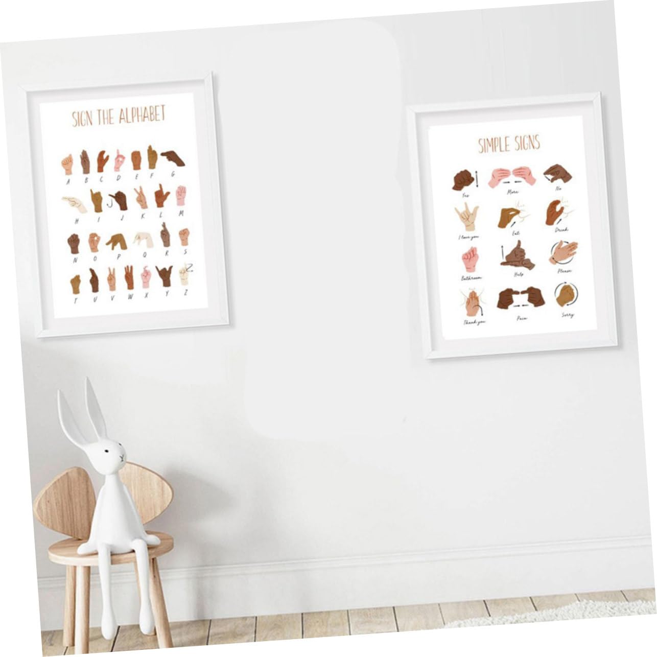 MUCKLILY 30pièces Posters Alphabet Et Chiffres Langue Pour Garçon Fille Décorations Murales Éducatives Pour Salle De