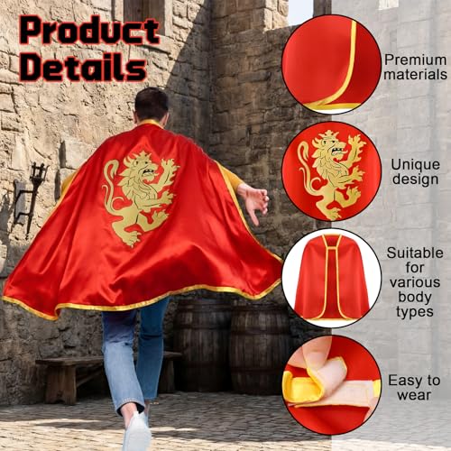 Capa Medieval Noble con León Dorado, Talla Única miniatura 3