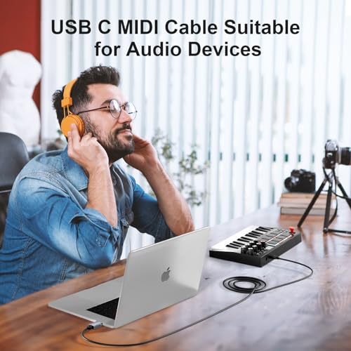 meloaudio usb c midi cable type c to usb 20 midi interface cable for midi controller keyboard audio interface for ipad samsung laptop macbook 5ft usb b to usb c printer cable black