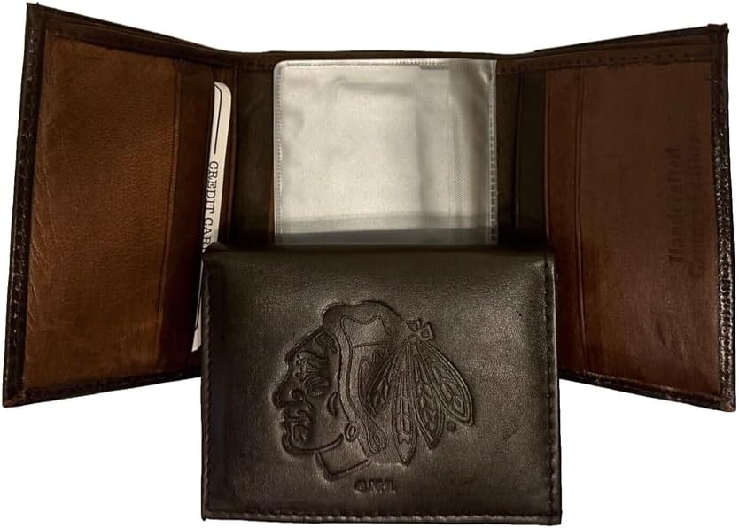 Rico Industries NHL Mens Nhl Tri-fold Leather Wallet, Brown image 4