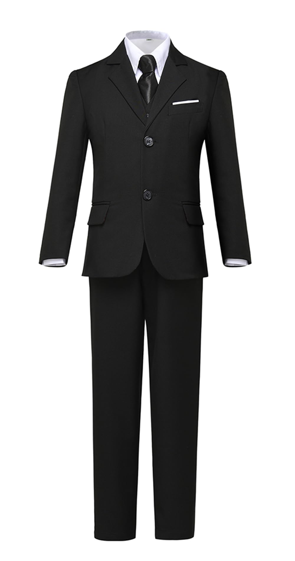 Boys Suits 5 Pieces Slim Fit Blazer Pants Black Blue Outfit Suit for Wedding Set with Tie