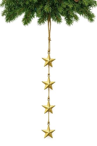 Rustic Gold Star Garland with Rope – Handmade Brass Metal