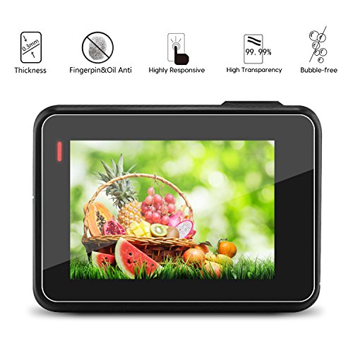 [6 Pack] Tempered-Glass Screen Protector For Gopro Hero 7 (Black Only) / Hero 5 Black Hero 6 Black (2-Pack) & Lens Protector (2-Pack) & Lens Cap Cover (2-Pack) By Akwox #TOP1