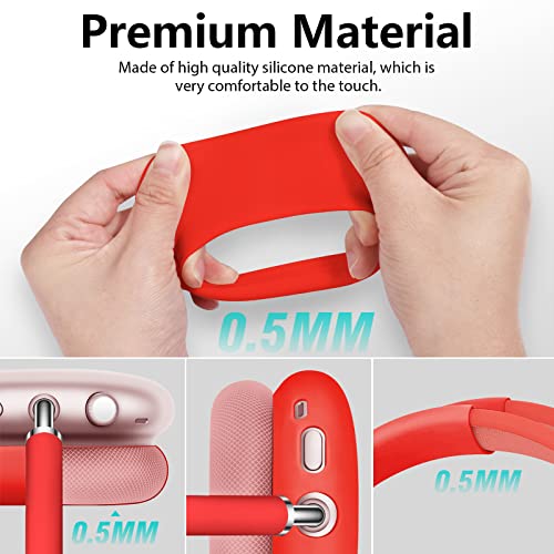 Airspo Airpods Max Case Cover, Silicone Case Cover For Airpods Max Headphones, Anti-Scratch Ear Pad Cover/Headband Cover For Apple Airpods Max, Airpod Max Accessories (Red) #TOP3
