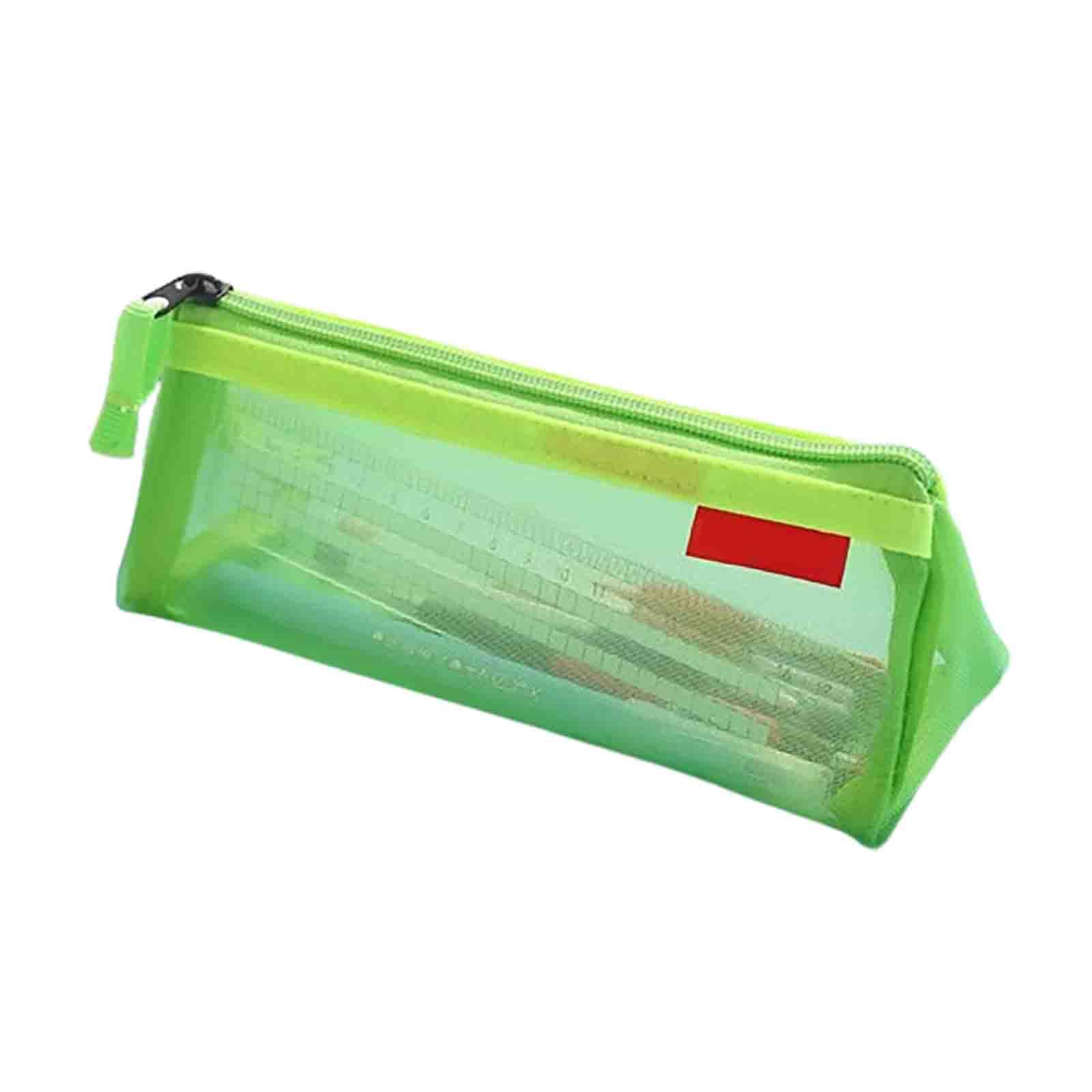 JUSHZ Trousse Scolaire Trousse Compartiments Scolaire Garcon Trouse Plumier 2 Compartiments Transparente Trousse en Maille Transparente étudiant Grande Capacité (Green,210x75x75mm)