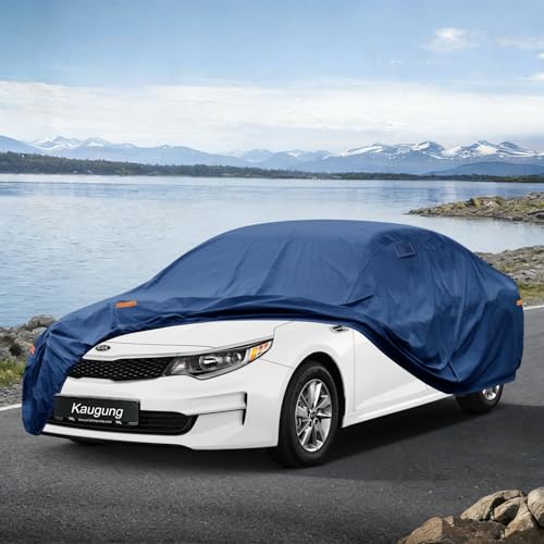 Image of Kaugung Custom Fit Car Cover for Kia K5 (2020-2026) & Kia Optima (2000-2020), Heavy Duty Waterproof All Weather Outdoor Protection, Breathable Full Exterior Cover with Vent, Rain Sun Snow UV Proof