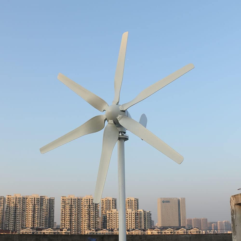 Générateur Éolien 800W 12V 24V 48V, Turbine Éolienne Horizontale à 6 Pales avec Régulateur de Charge MPPT pour Maison (24, Volts)