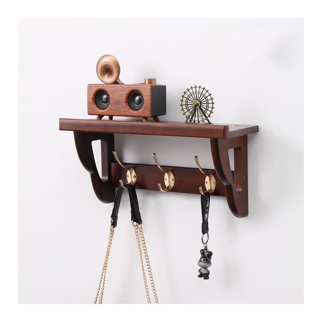 JNTFNE Wall Mount Coat Rack with Shelf - Wood Hanging Hanger Hat for Entryway Mudroom Hooks Underneath