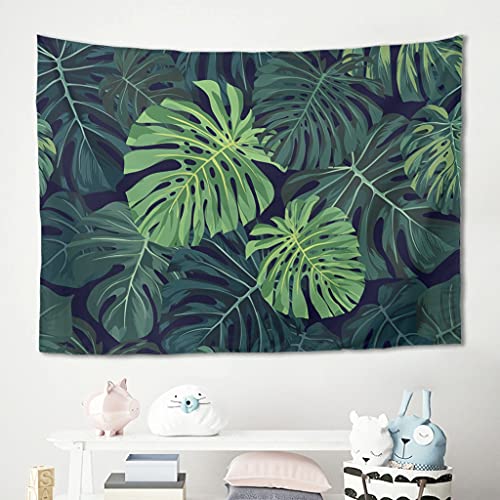 Gamoii Tropische Pflanze Dunkelgrüne Monstera Blätter Wandbehänge Wandteppich Tapestry Picknick Strandtuch Yoga Meditation Mat Komfort Wall Decor Strand-Tapisserie White 150x130cm Cover