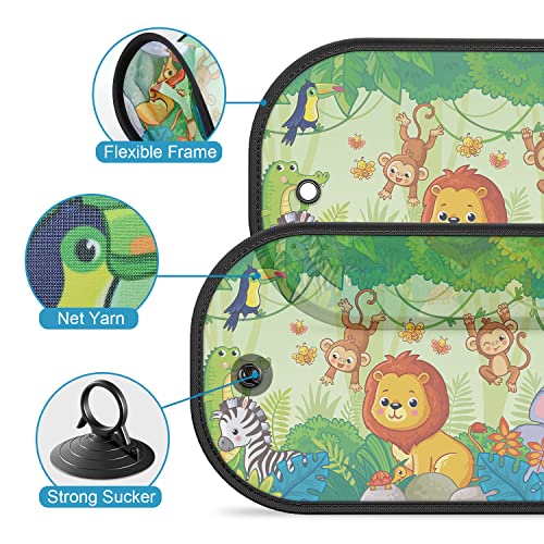 Diza100 Car Window Shade For Baby Car Sun Shades 2 Pack Side Automotive Sunshade 20"X12" With Cute Animals Patterns Sun And Uv Protection For Baby/Kids - Suction Cups #TOP6