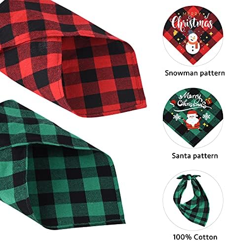 2 Pcs Christmas Dog Bandana, Classic Plaid Pet Scarf Washable Triangle Dog Bibs, Adjustable Cat Kerchief Dog Neckerchief, Xmas Pet Costume Accessories for Puppy Small Medium Large Pet