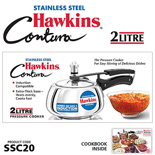 Hawkins Contura Stainless Steel 2 Liter Pressure Cooker for Induction, Electric and Gas Stove (2 Liter) by Hawkins - Image 2
