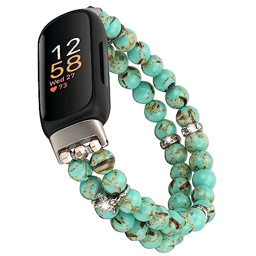 iLVANYA �r�[�Y�u���X���b�g ���f�B�[�X Fitbit Inspire 3�Ή� �t�@�b�V���� �n���h���C�h �p�[���r�[�Y �L�k�� �X�g���b�` �E�H�b�`�o���h Fitbit Inspire 3 �t�B�b�g�l�X�g���b�J�[�p �����T�C�Y �r�[�Y �p�[��