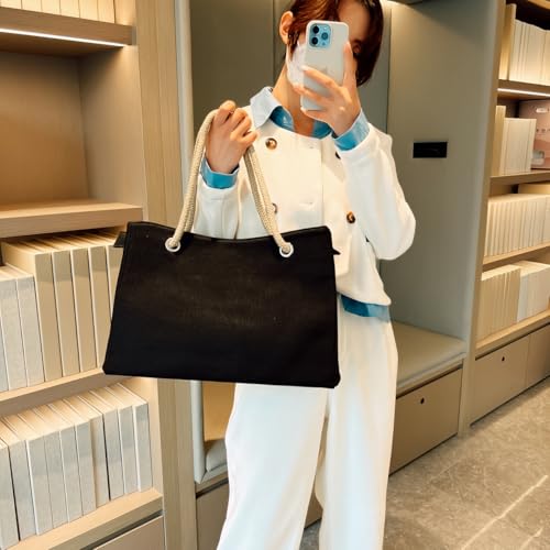 Simple and versatile shoulder bag, anti-theft zipper pocket on the back, linen handheld design4