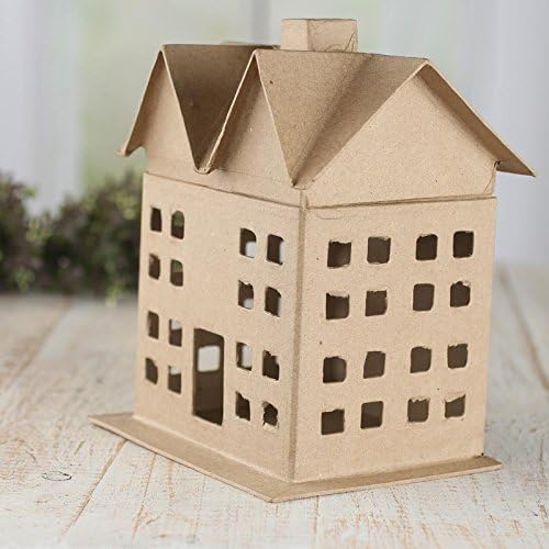 Factory Direct Craft Paper Mache House - Cardboard Papier Mache DIY Gift Boxe Craft, Train Set and Christmas Village Displays (Size: 8-1/2" high x 6-3/4" Wide)